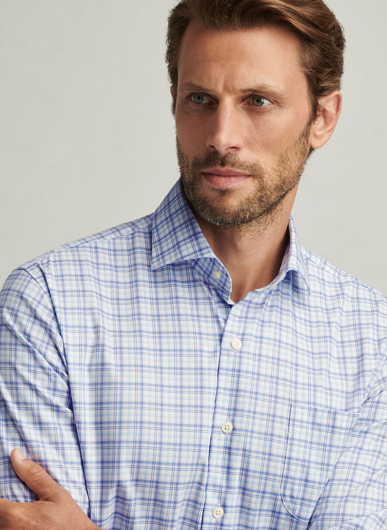 GARROW CROWN LITE COTTON STRETCH SHIRT - BLUE FREESIA