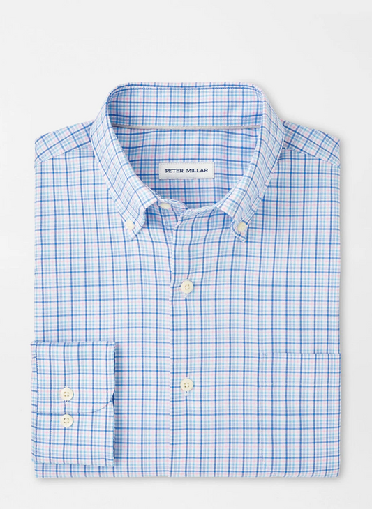 ALBERT CROWN LITE COTTON STRETCH SHIRT - BLUE POPPY