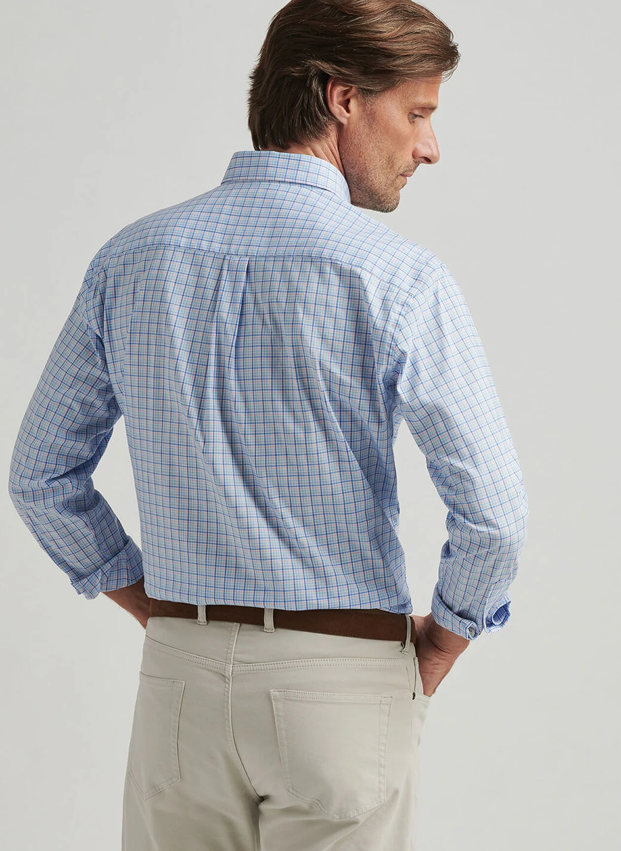 ALBERT CROWN LITE COTTON STRETCH SHIRT - BLUE POPPY