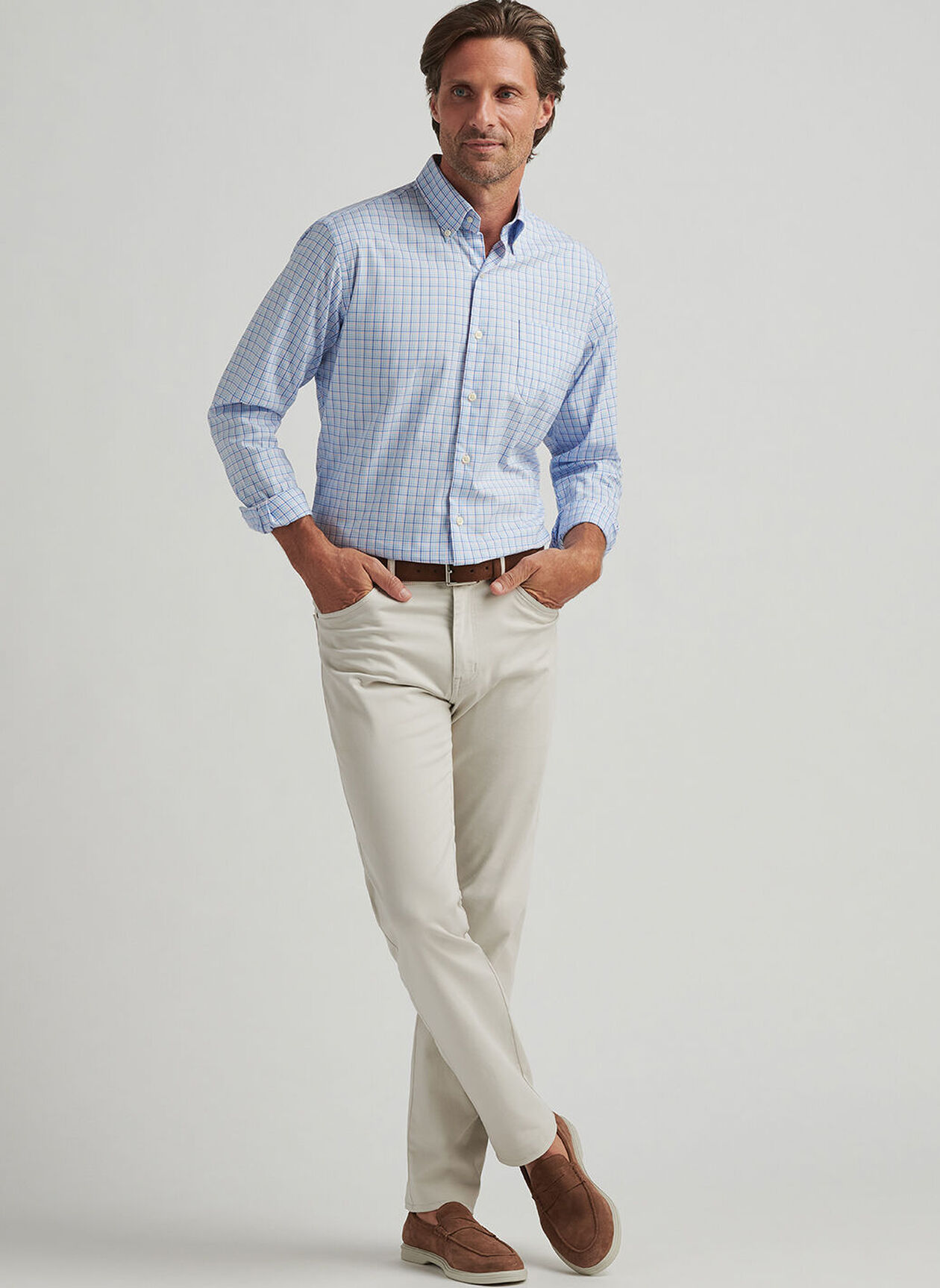 ALBERT CROWN LITE COTTON STRETCH SHIRT - BLUE POPPY