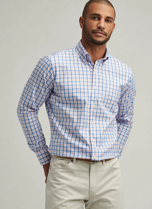 GARDNER CROWN LITE COTTON STRETCH SHIRT - BLUE POPPY