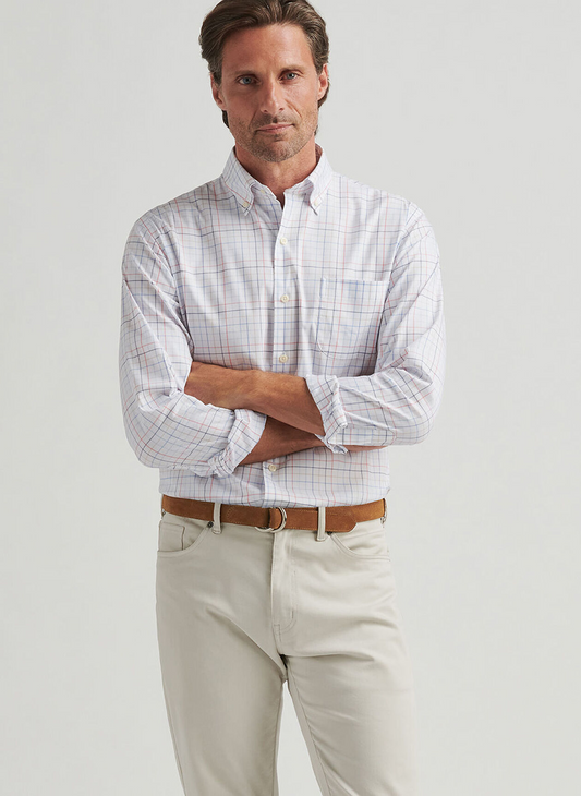 ALLEN CROWN LITE COTTON STRETCH SHIRT - WHITE