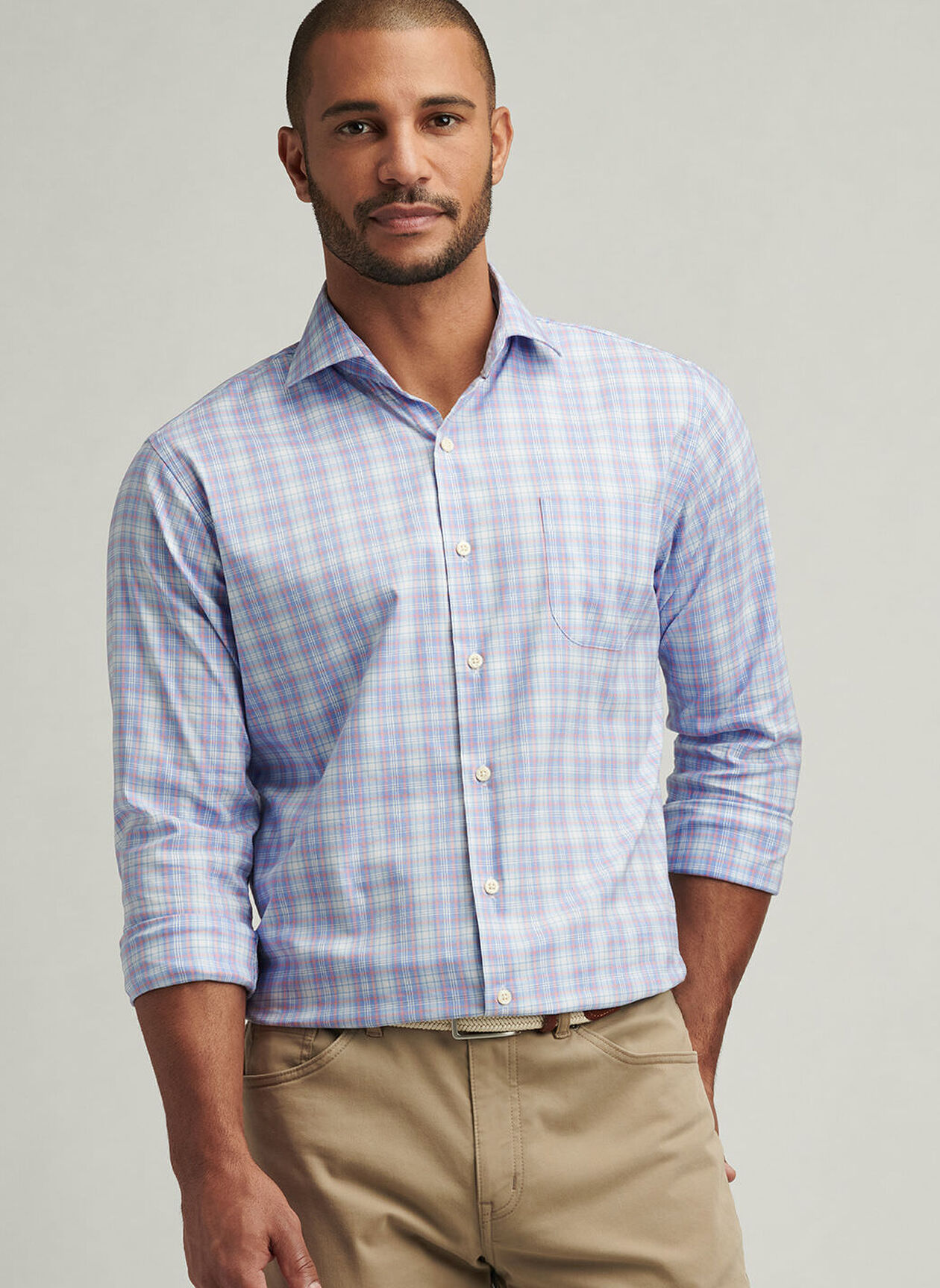 WINDERMERE CROWN LITE COTTON STRETCH SHIRT - BLUE POPPY