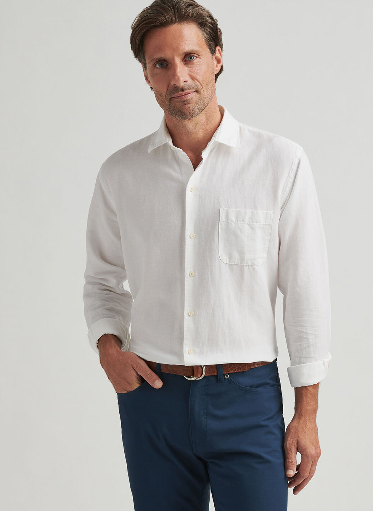 CANAL LINEN COTTON SHIRT - WHITE