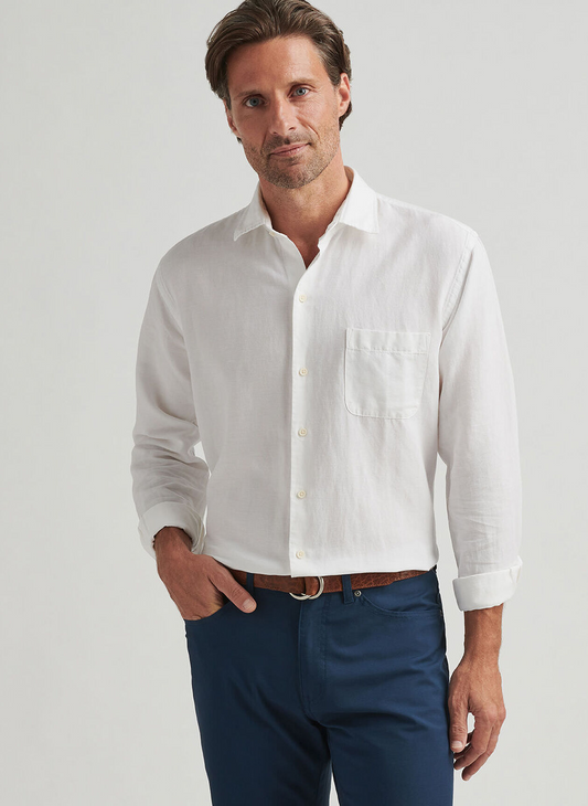 CANAL LINEN COTTON SHIRT - WHITE