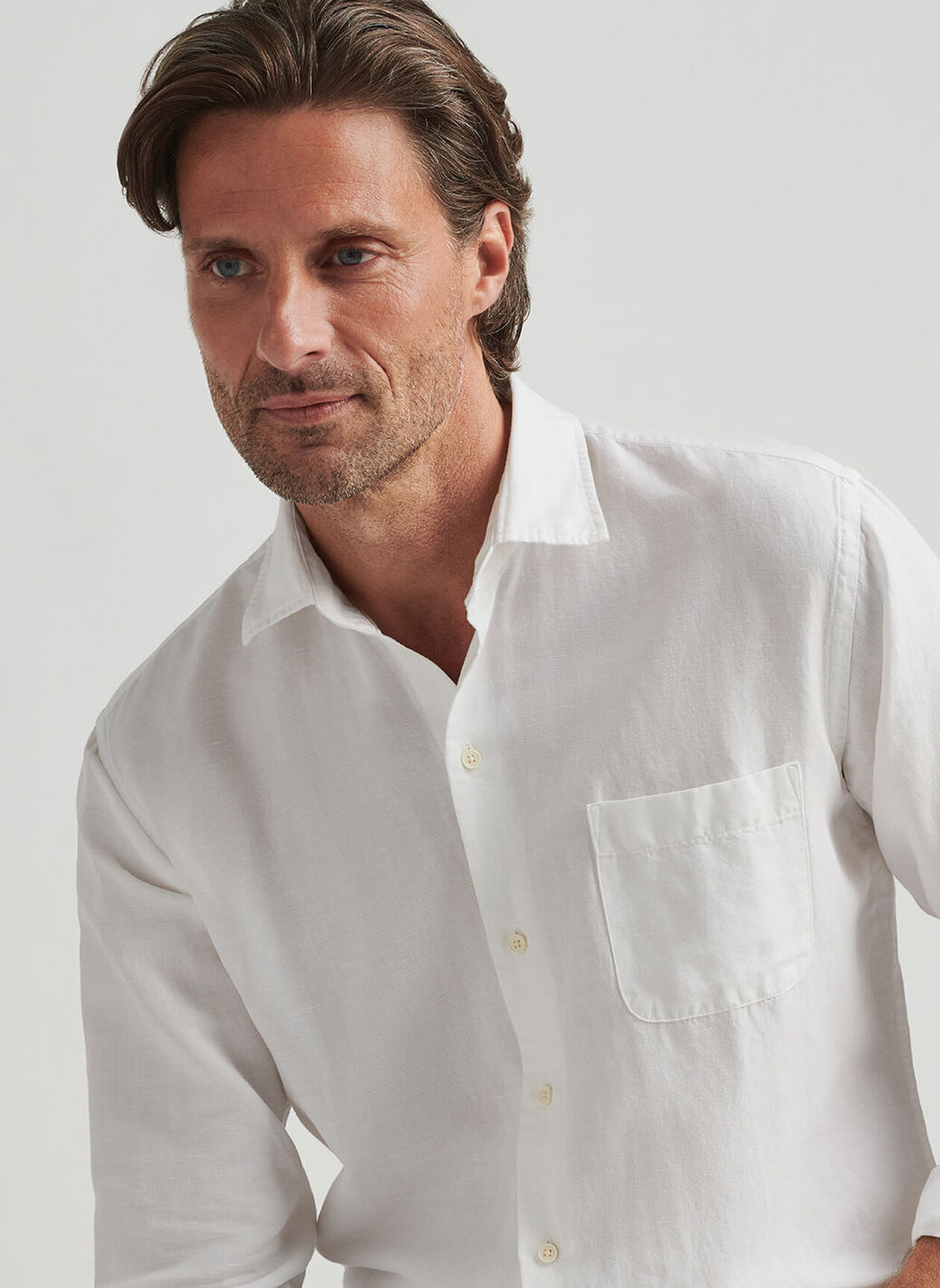 CANAL LINEN COTTON SHIRT - WHITE