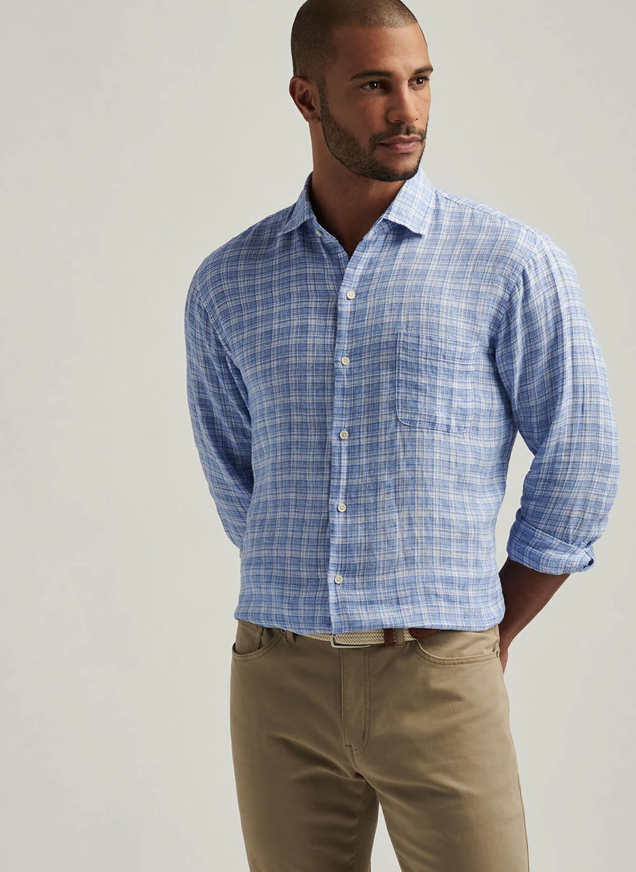 CHILWA LINEN SHIRT - BLUE POPPY