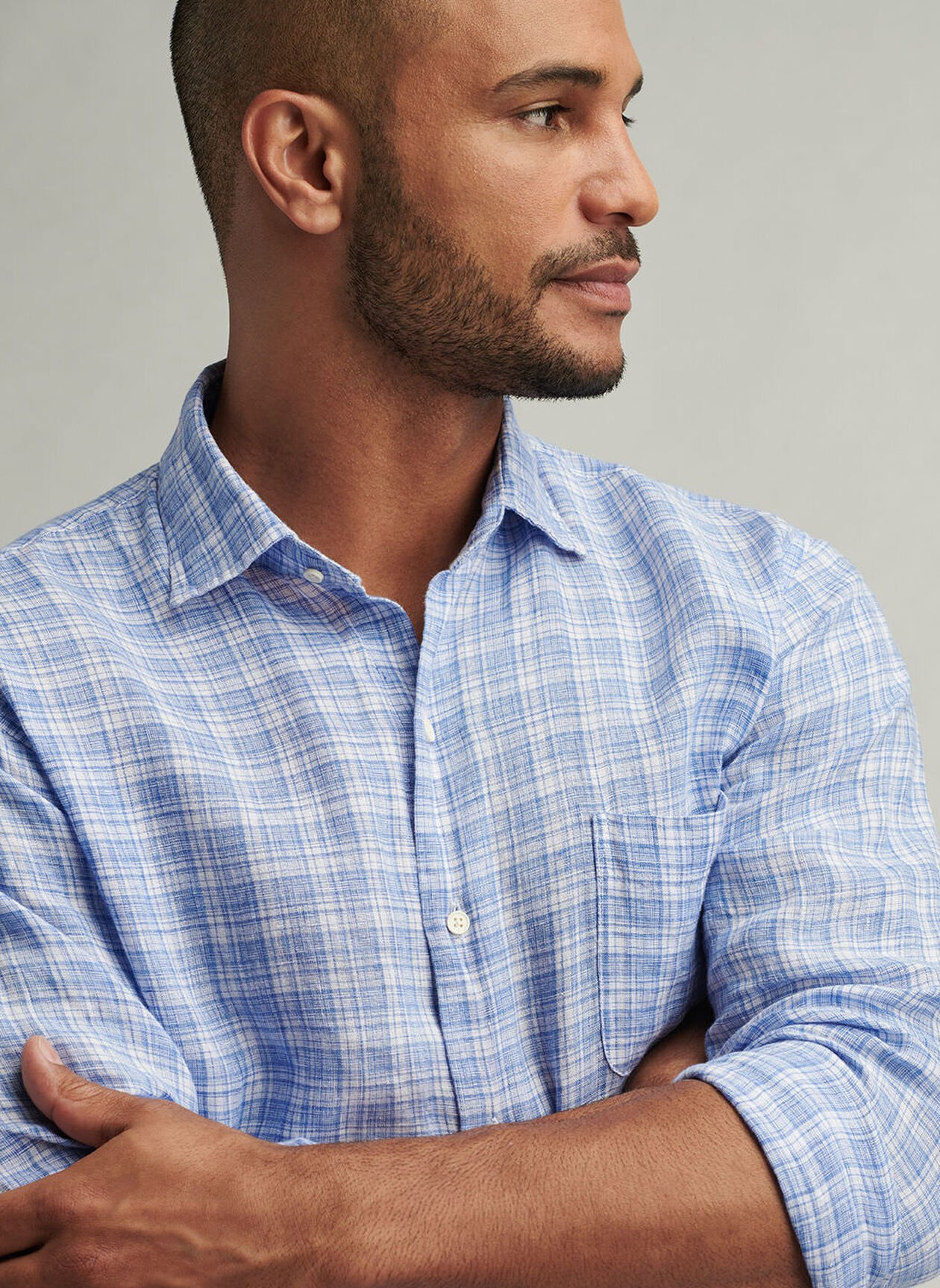 CHILWA LINEN SHIRT - BLUE POPPY