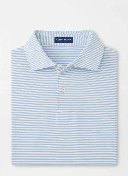 AMBROSE PERFORMANCE JERSEY POLO - WHITE/BLUE FROST