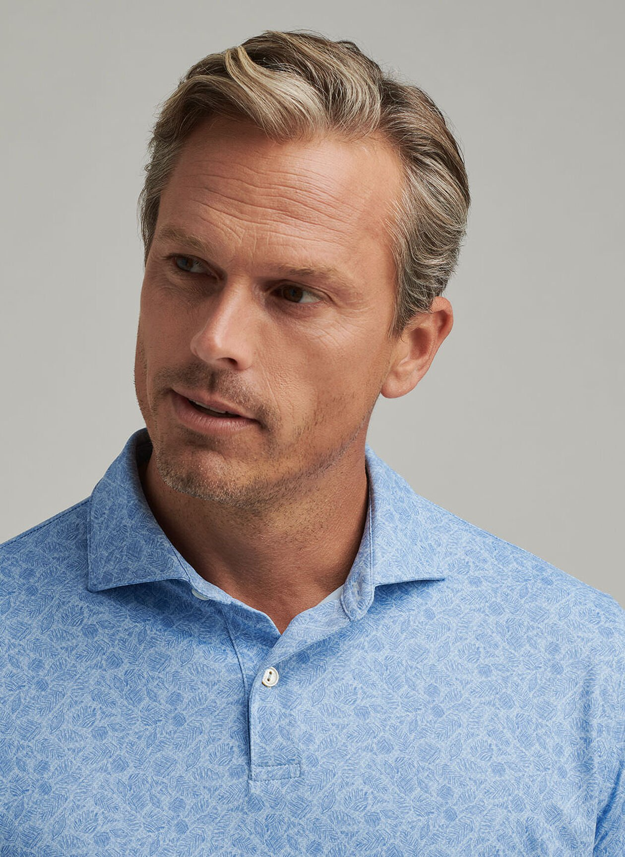 BOTANICAL PERFORMANCE JERSEY POLO - BLUE FROST