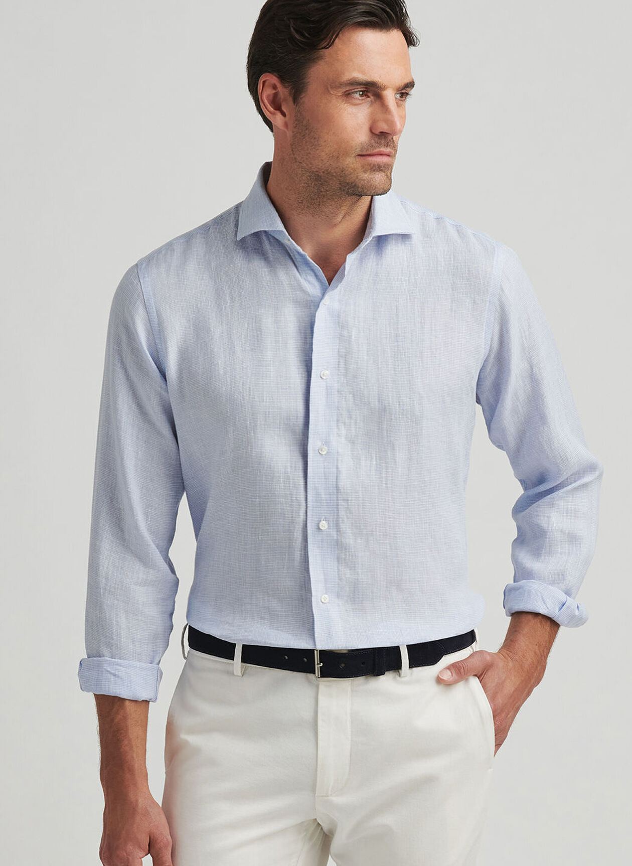 ASTINO LINO CHECK SHIRT - BLUE FROST