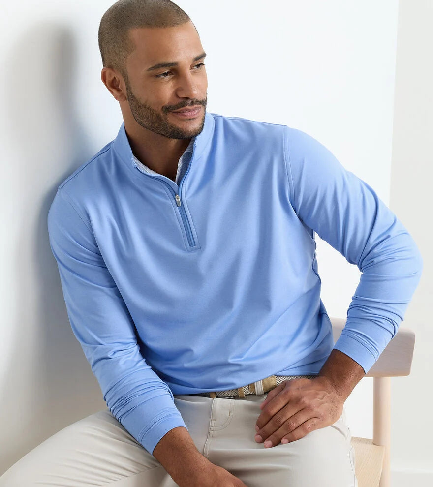 PERTH MELANGE PERFORMANCE QUARTER ZIP-BLUEBIRD