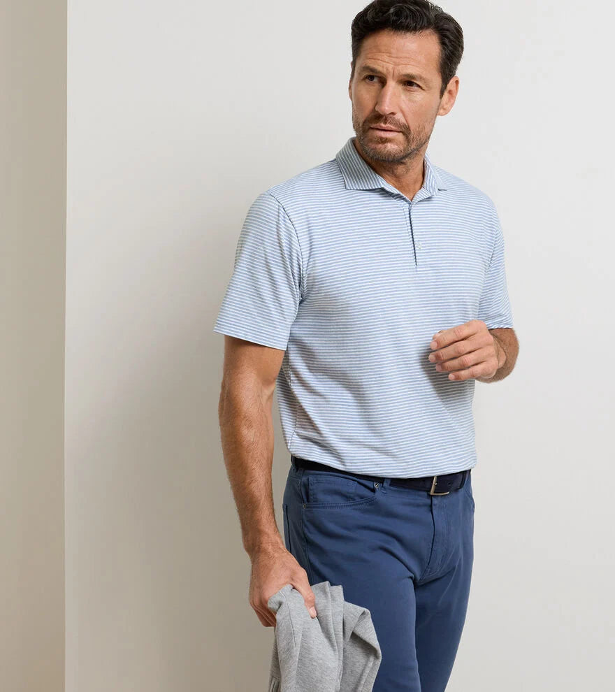 CALVERT CROWN FLEX COTTON POLO- CLOUDY BLUE