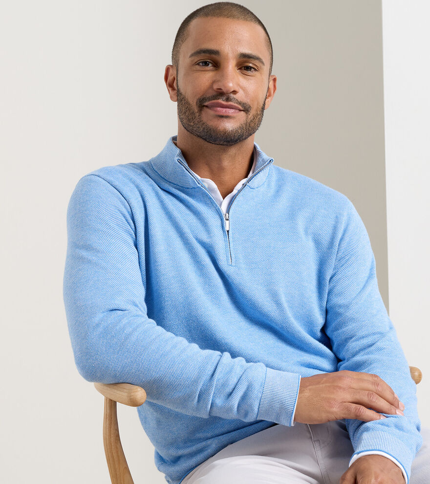 COOLSPUN LITE BIRDSEYE 1/4 ZIP SWEATER - BLUEBIRD