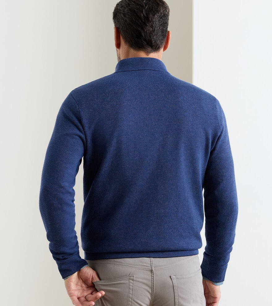 COOLSPUN LITE BIRDSEYE 1/4 ZIP SWEATER - NAVY
