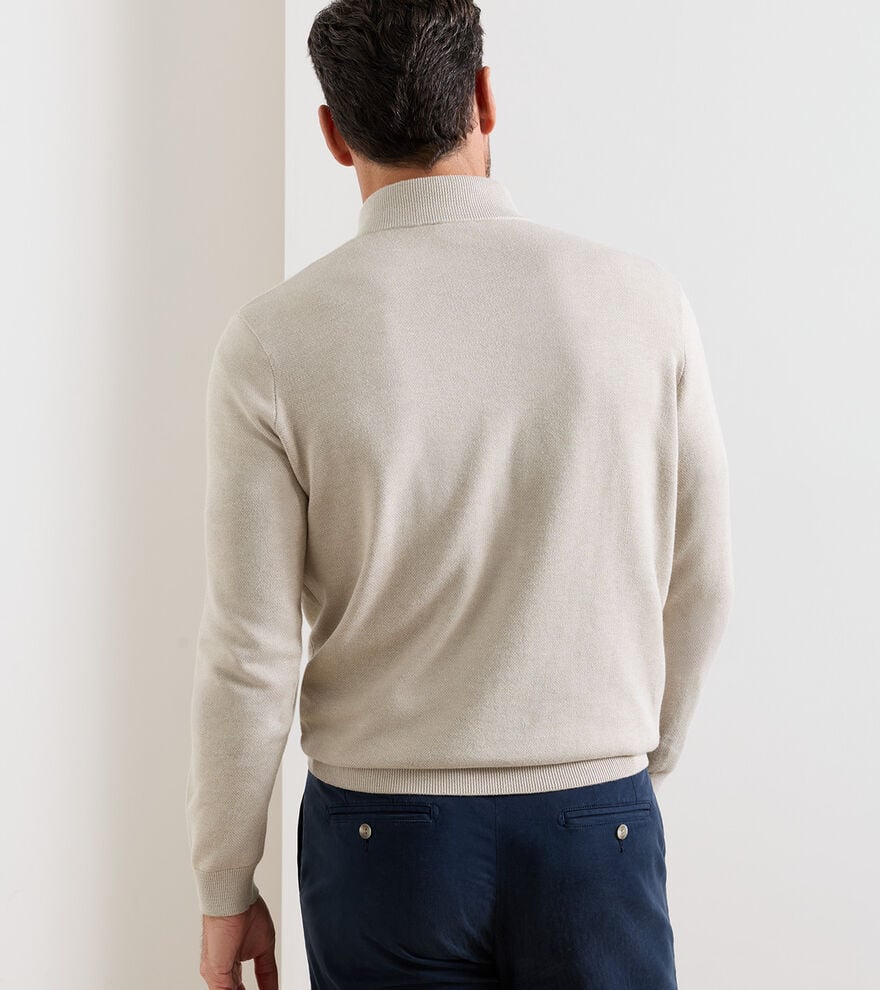 COOLSPUN LITE BIRDSEYE 1/4 ZIP SWEATER - TRUFFLE
