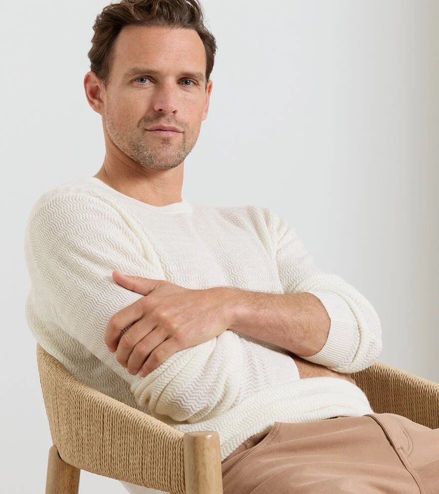 CROSSWINDS TEXTURED CREWNECK SWEATER - IVORY