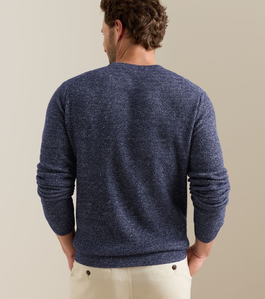 CROSSWINDS TEXTURED CREWNECK SWEATER - NAVY