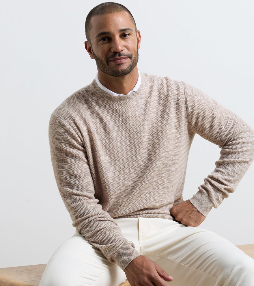 CROSSWINDS TEXTURED CREWNECK SWEATER - POPLAR BROWN