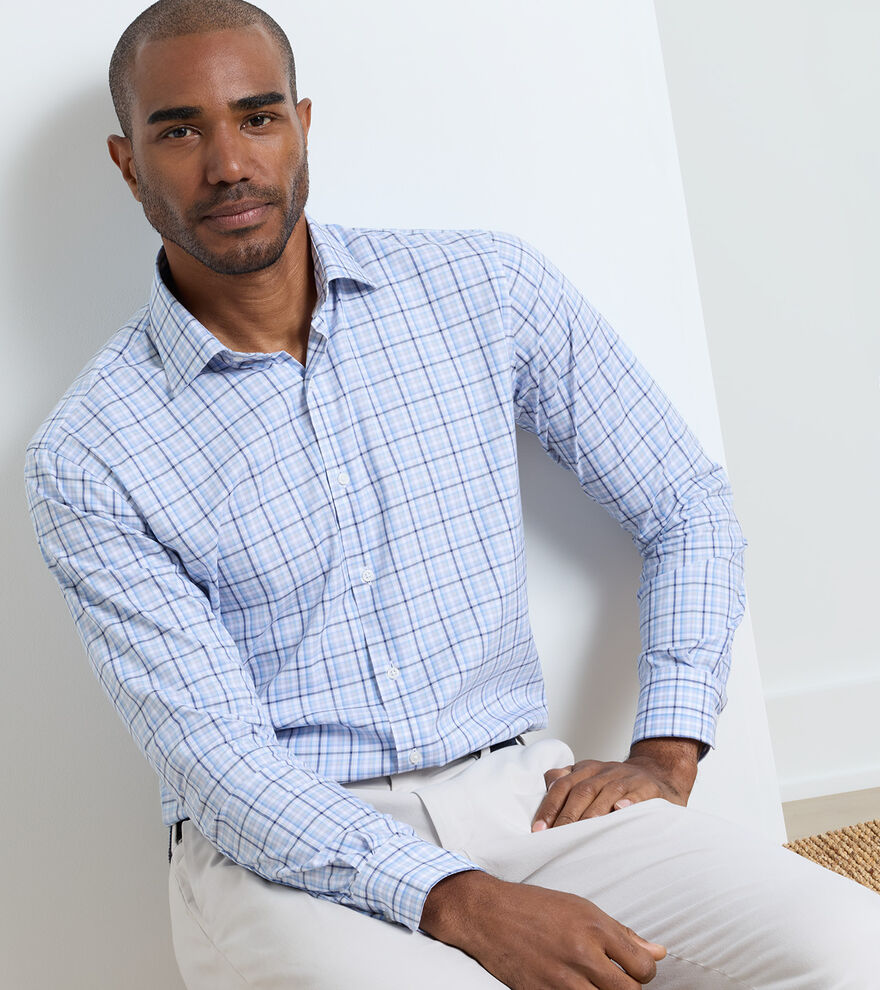 SIMON CROWN LITE COTTON STRETCH SHIRT - COTTAGE BLUE