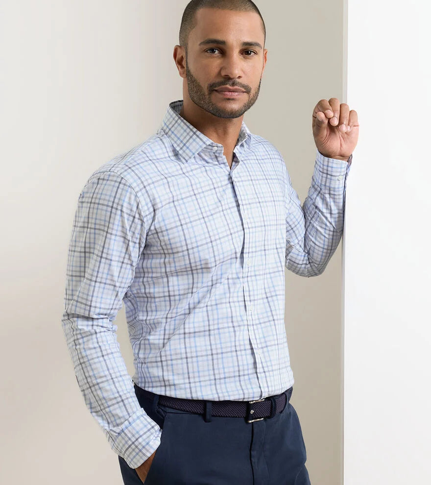 WARREN CROWN LITE COTTON STRETCH SHIRT - CLOUDY BLUE