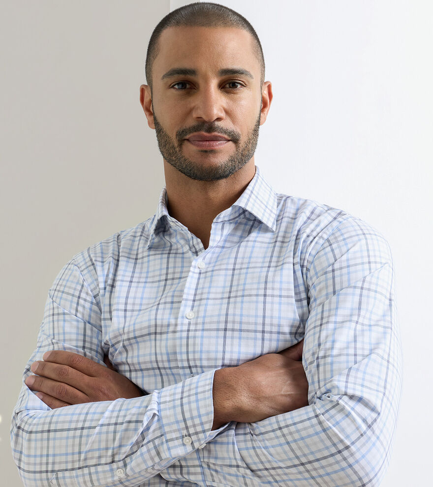 WARREN CROWN LITE COTTON STRETCH SHIRT - CLOUDY BLUE