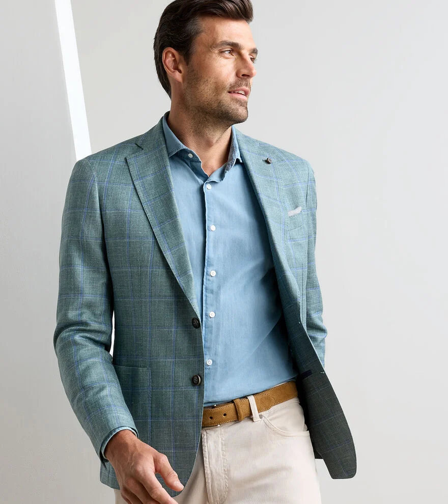 SALISBURY WINDOWPANE SOFT JACKET - WILLOW