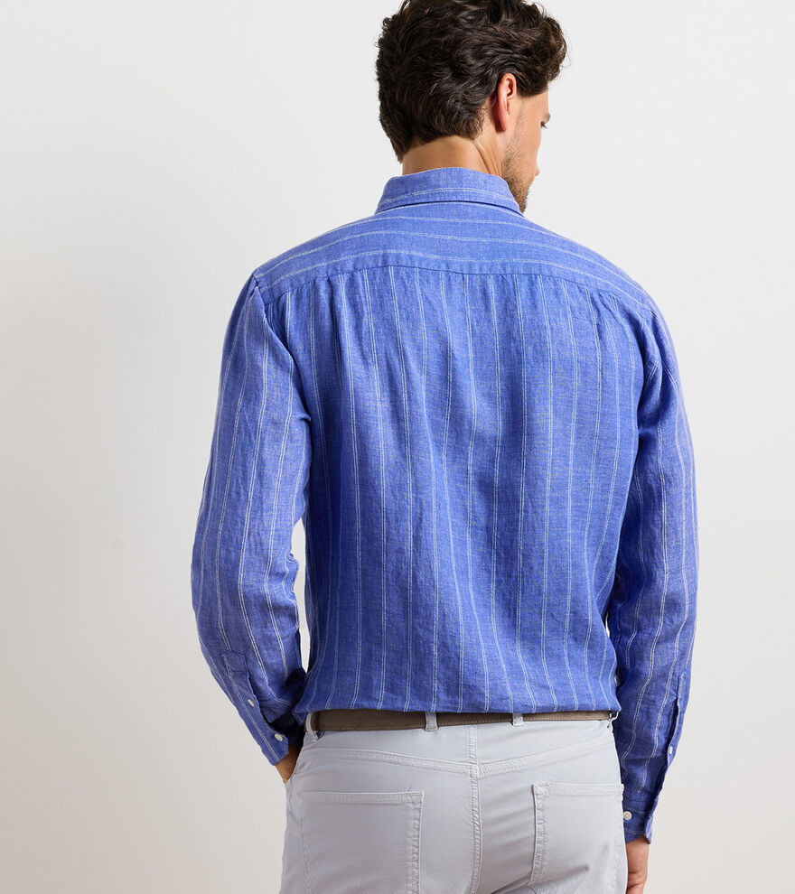 ASTINO LINO PENCIL STRIPE SHIRT-DUSK BLUE