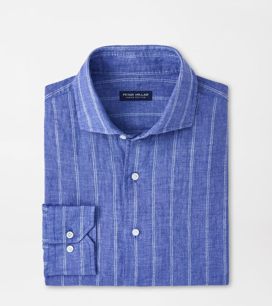 ASTINO LINO PENCIL STRIPE SHIRT-DUSK BLUE