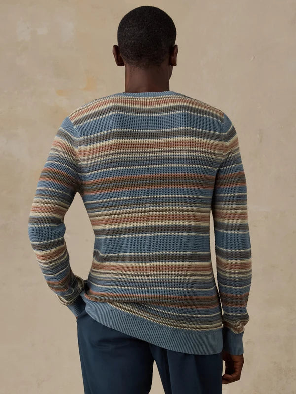 SUNWASHED CREW NECK SWEATER  TEAL SANDS STRIPE