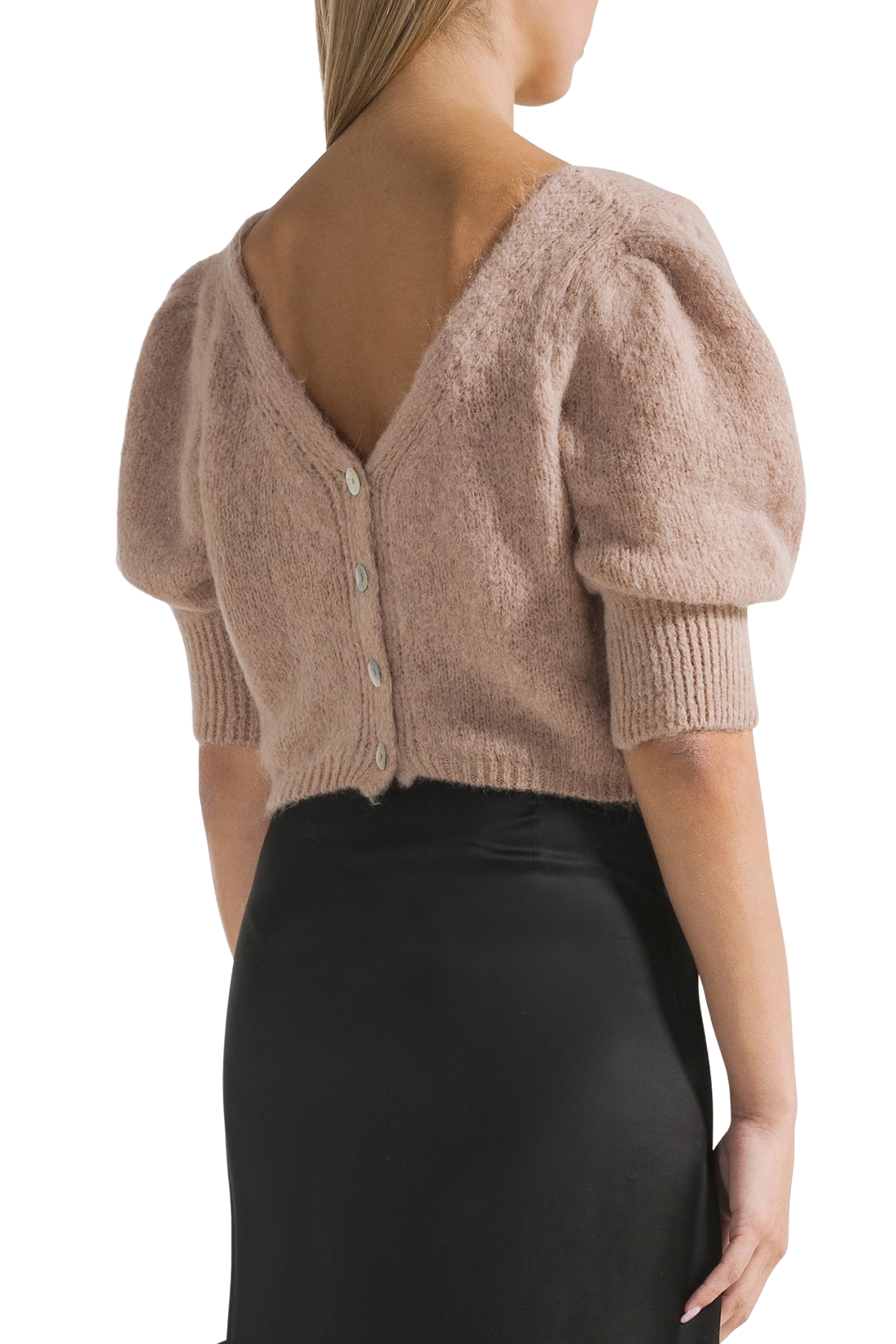 MANDA CROPPED CARDIGAN - MEDIUM BROWN
