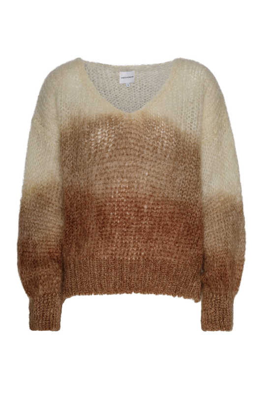 MILANA MOHAIR KNIT OMBRE SWEATER - WHITE/BROWN OMBRE