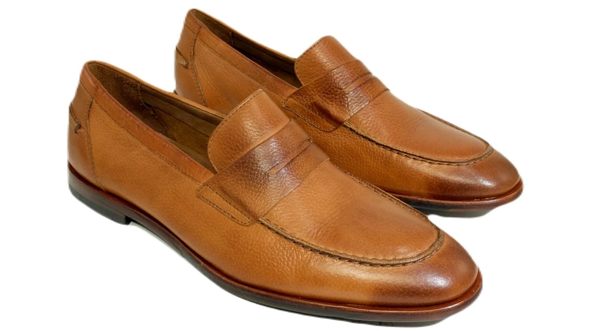 NAPLES LEATHER PENNY LOAFER - MAHOGANY