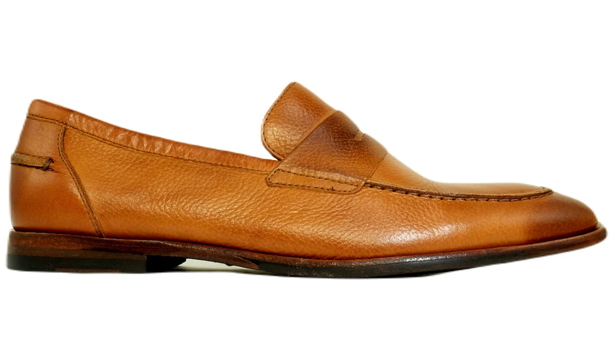 NAPLES LEATHER PENNY LOAFER - MAHOGANY