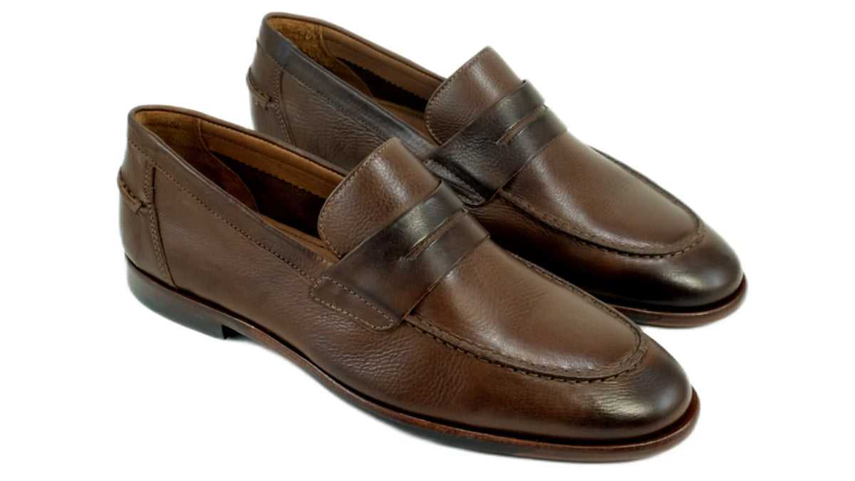 NAPLES LEATHER PENNY LOAFER - TROY BROWN