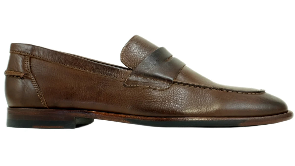 NAPLES LEATHER PENNY LOAFER - TROY BROWN