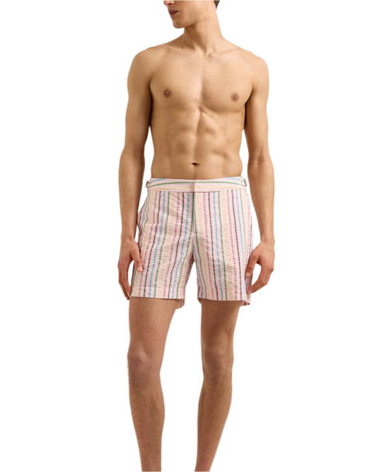 BULLDOG DECKCHAIR STRIPE SWIM SHORT - PINK MULTI