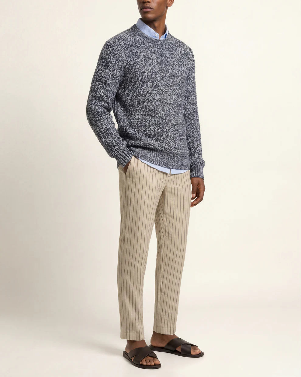 GIDEON MIX CROCHET SWEATER - NIGHT IRIS MIX