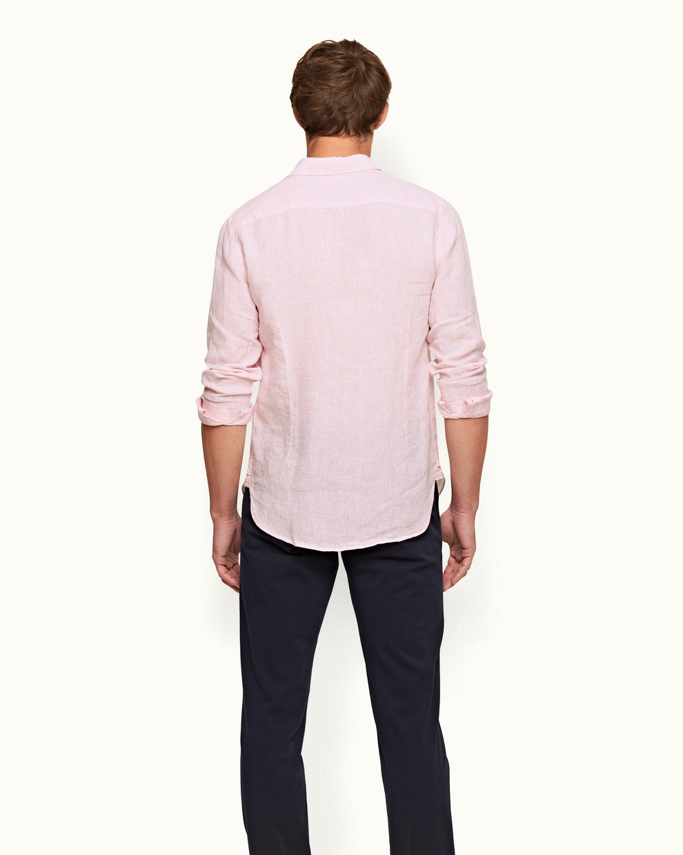 GILES LINEN SHIRT - PALE PINK/WHITE