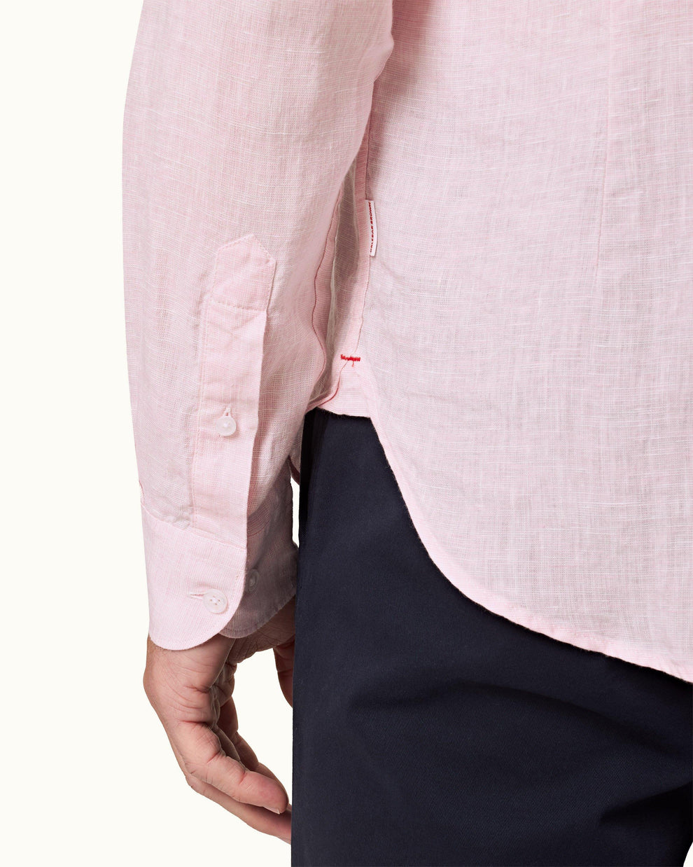 GILES LINEN SHIRT - PALE PINK/WHITE
