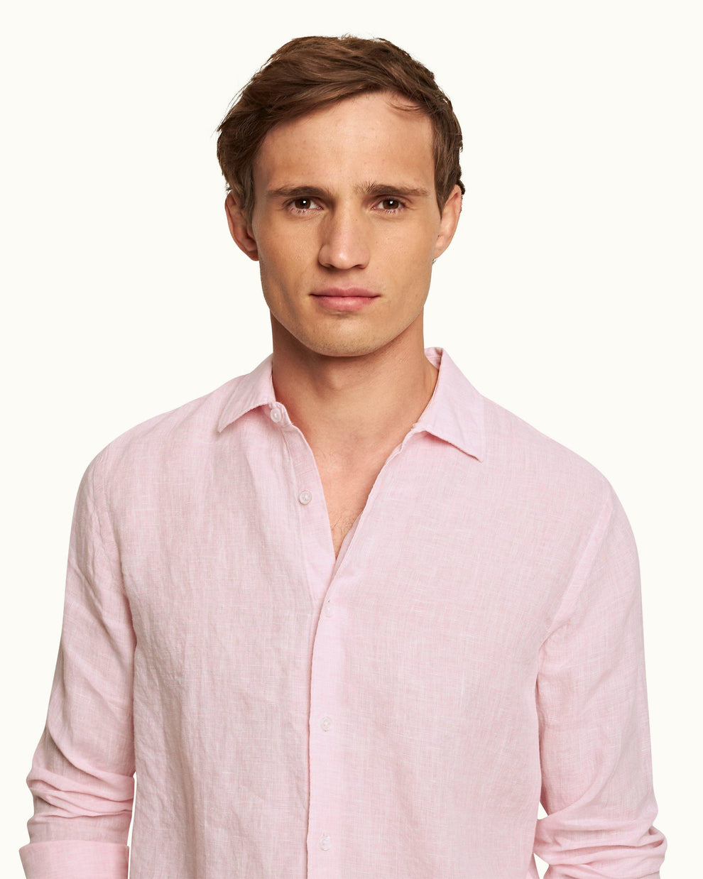 GILES LINEN SHIRT - PALE PINK/WHITE