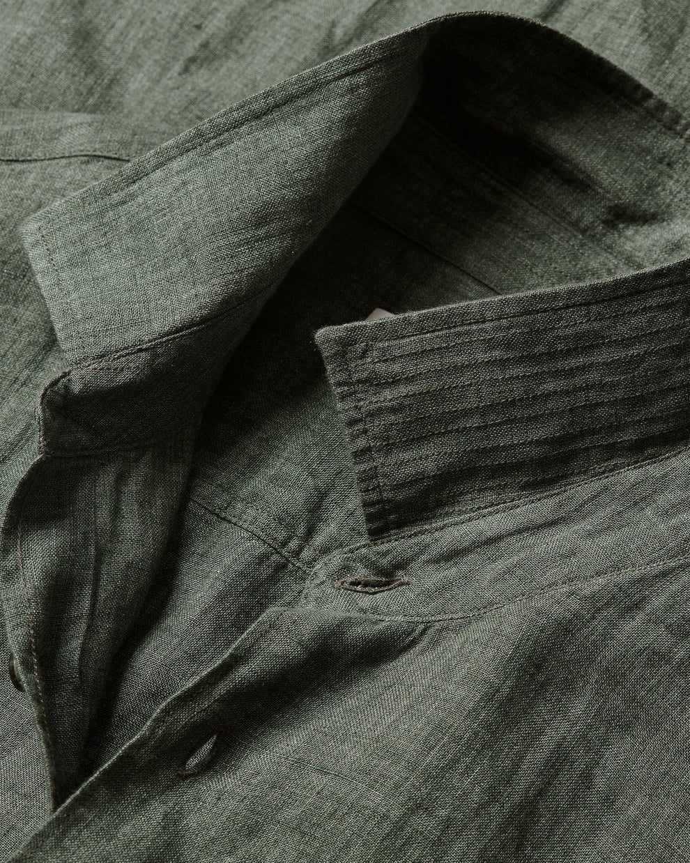 GILES STITCHED LINEN SHIRT - LIGHT KOMBU