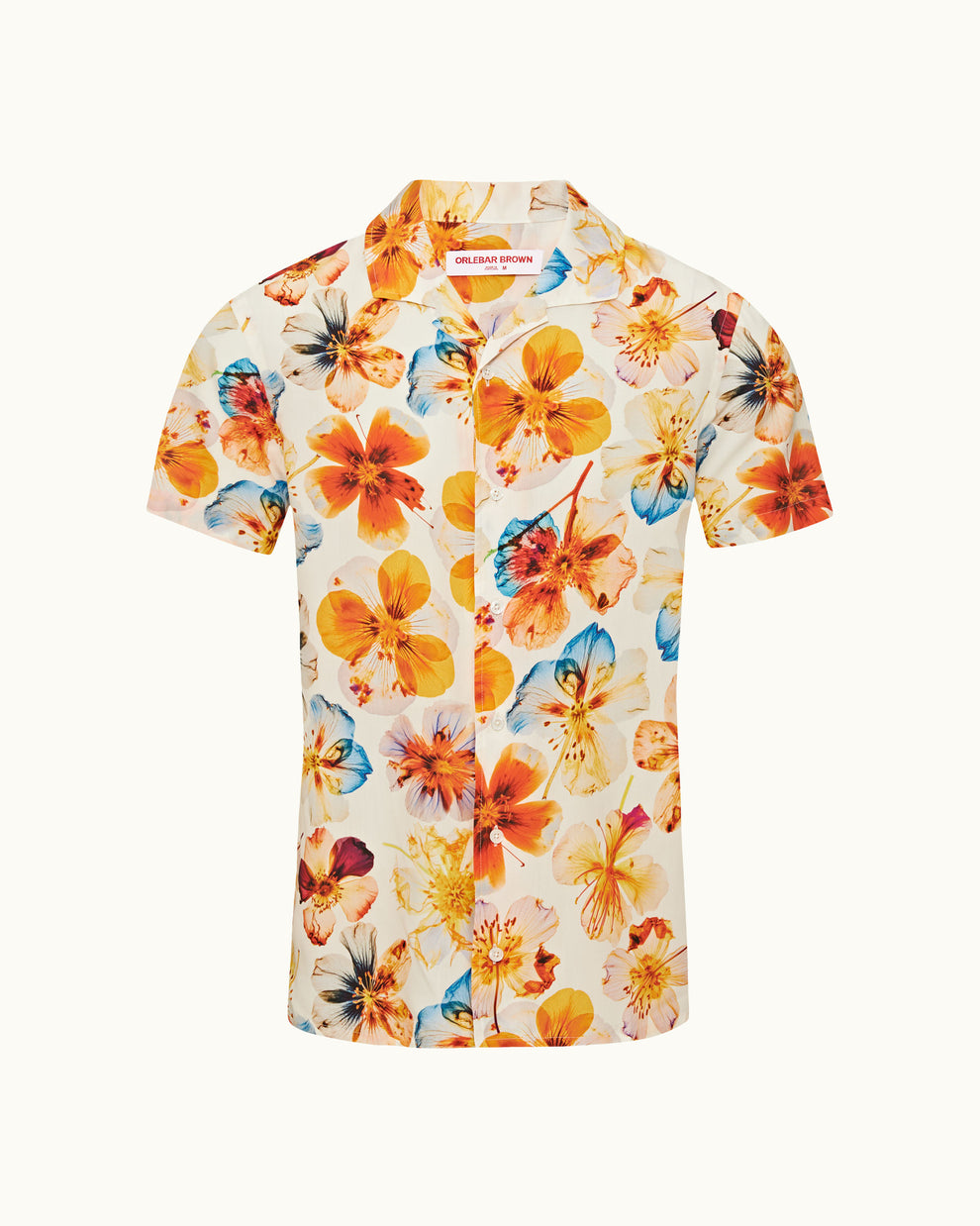 HIBBERT OSHIBANA PRINT SHORT SLEEVE SHIRT - WHITE SAND