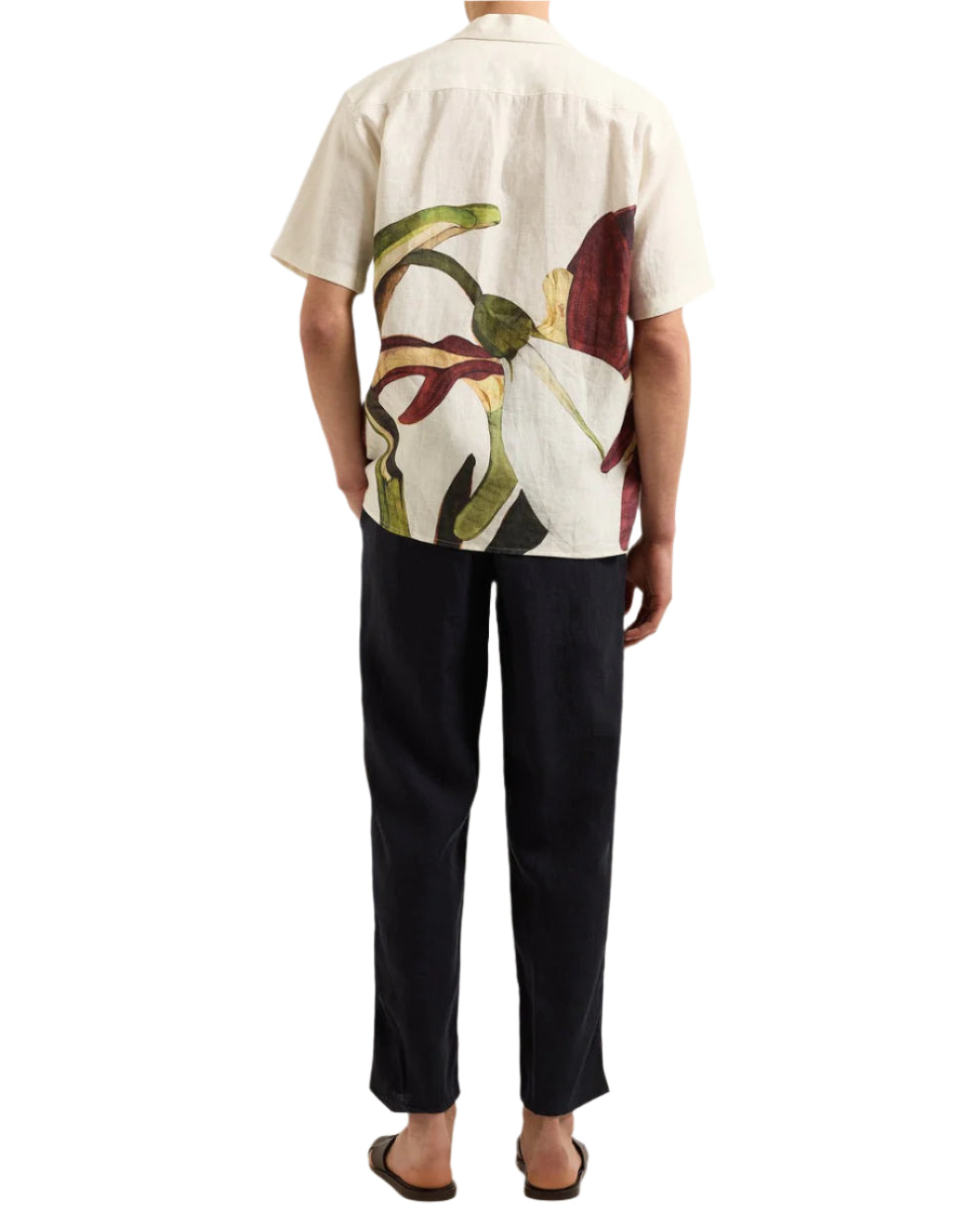 MAITAN ORCHIS LINEN SHIRT - WHITE SAND/DAMSON