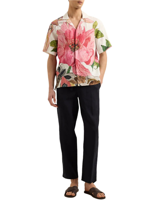 MAITAN PAEONIA LINEN SHIRT - PINK LEMONADE