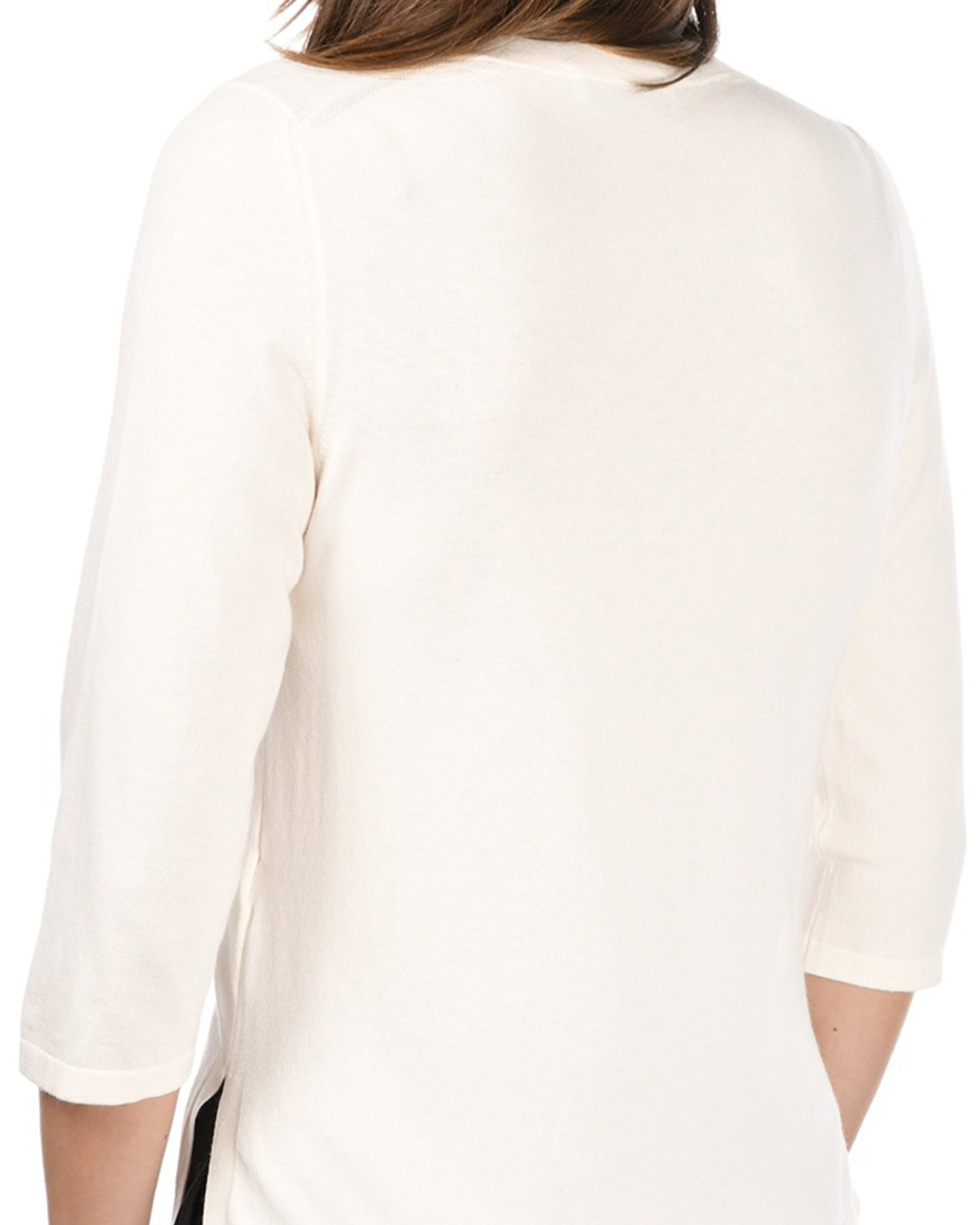 OPENWORK STITCH V NECK - OFF-WHITE