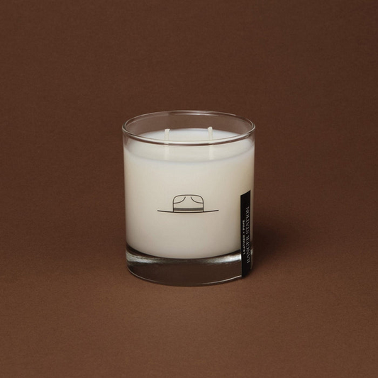 LEATHER + PINE 1OZ ROCKS GLASS CANDLE