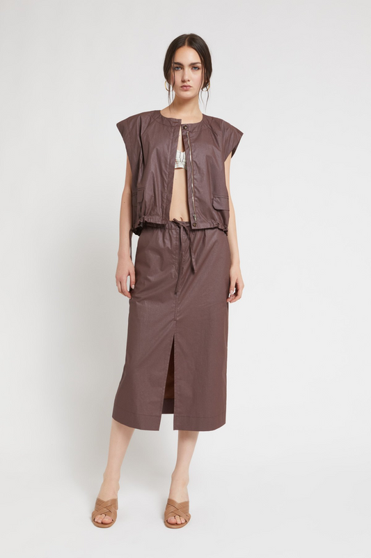 COCOA DRAWSTRING MAXI SKIRT