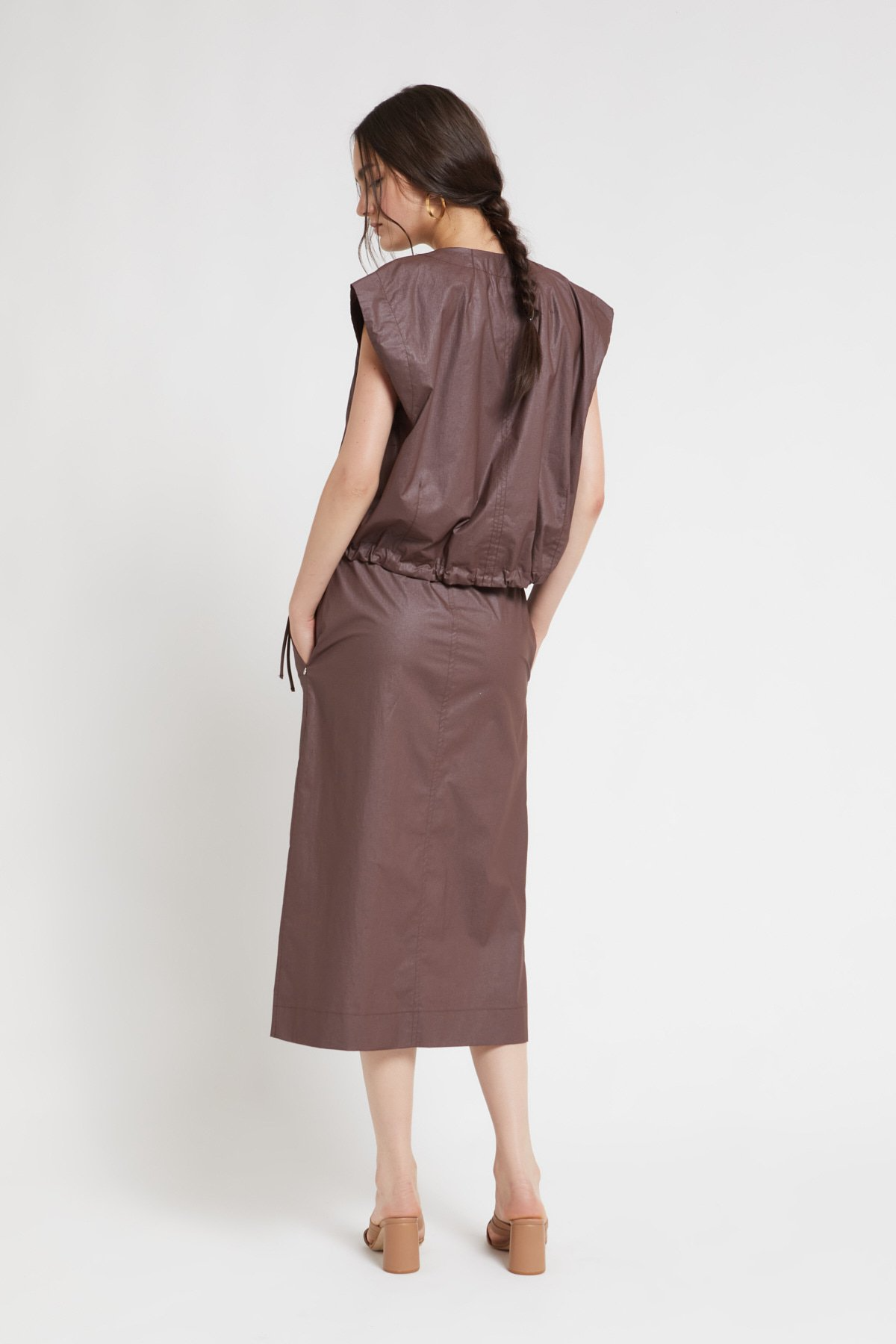 COCOA DRAWSTRING MAXI SKIRT