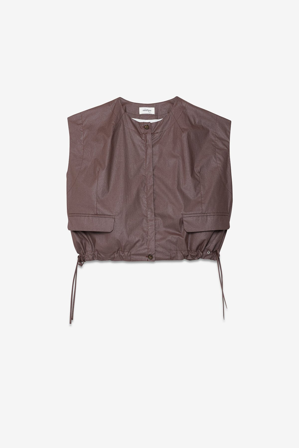 SOLID COTTON VEST WITH POCKETS - CHOCOLATE